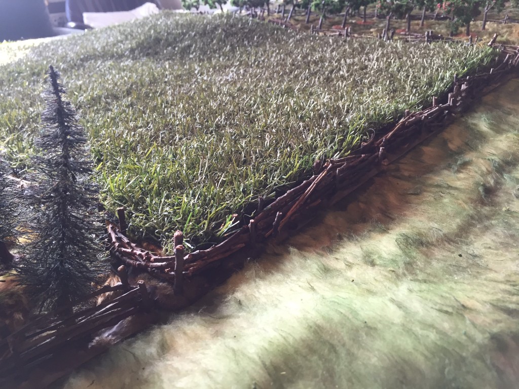 Artificial Turf drybrushed to dull it up and used as a field.